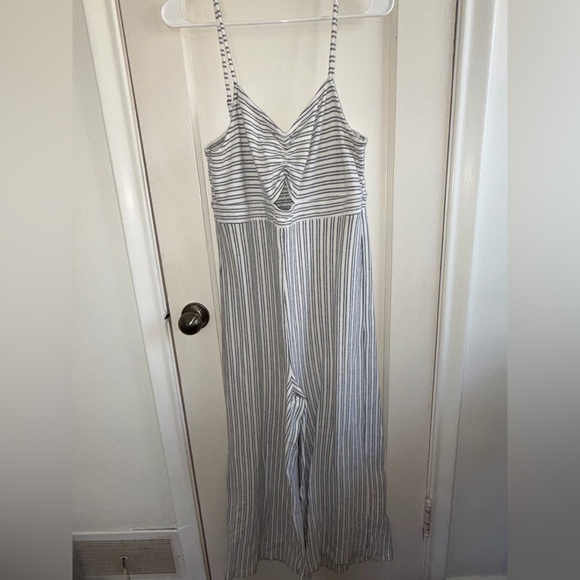 LOFT Beach Striped Jumpsuit - Picture 1 of 8